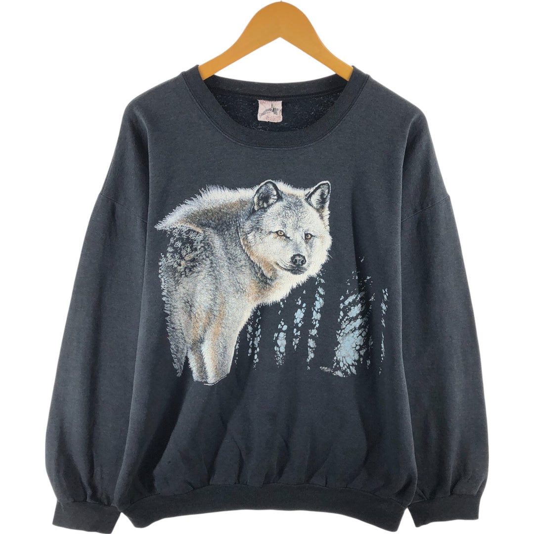 HARLEQUIN Wolf Pattern Animal Sweatshirt Trainer Made in Canada Men's XL /eaa492636