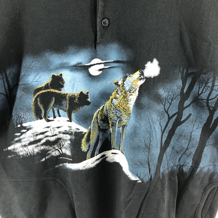 90'S ART UNLIMITED SPORTSWEAR Wolf Pattern Animal Sweatshirt Trainer Made in USA Men's L Size Vintage /eaa492638