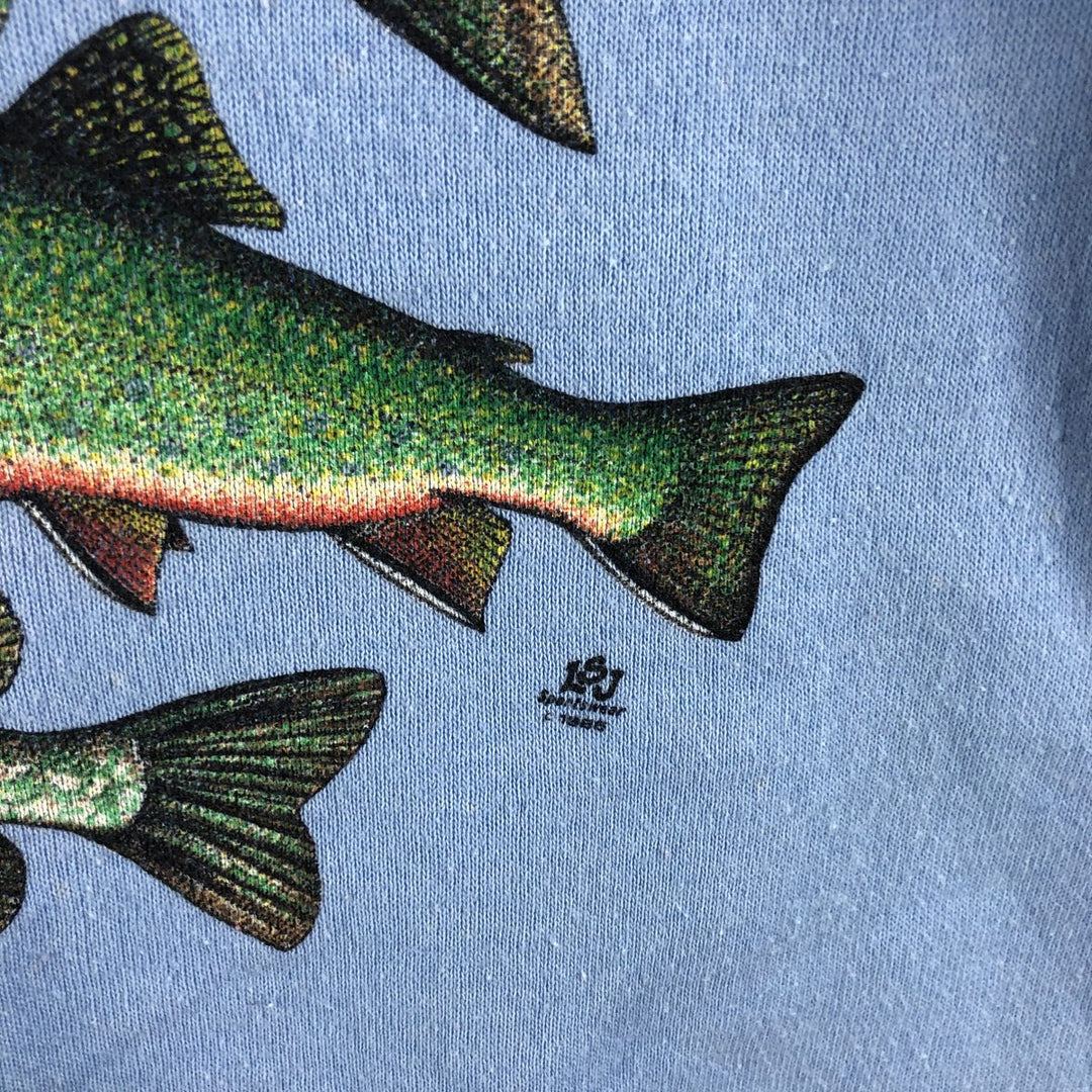 70'S Russell Jerseys Fish Pattern Animal Sweatshirt Trainer Made in USA Men's L Size Vintage /eaa492642