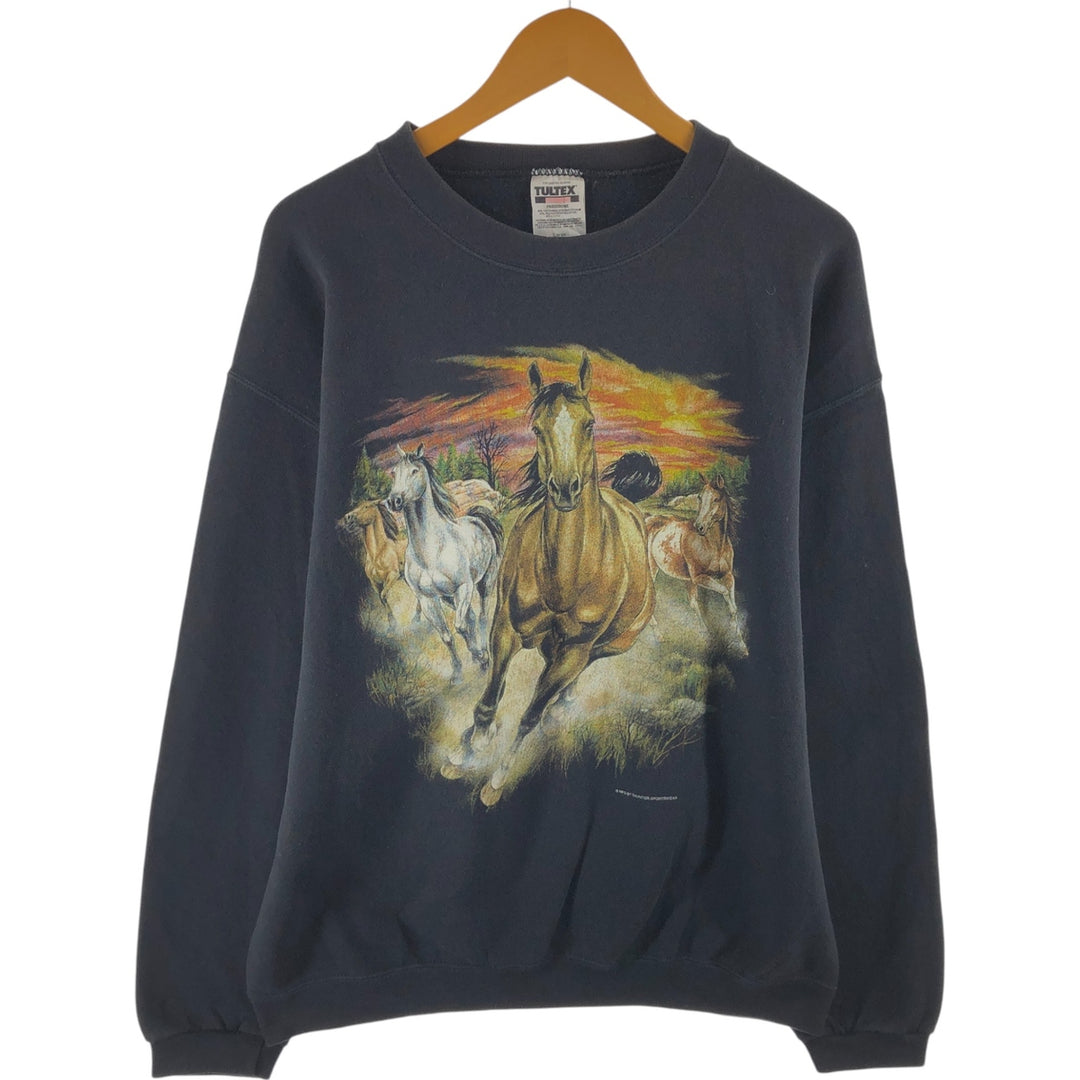 90'S TULTEX Horse Print Animal Sweatshirt, Men's L Size Vintage /eaa492643