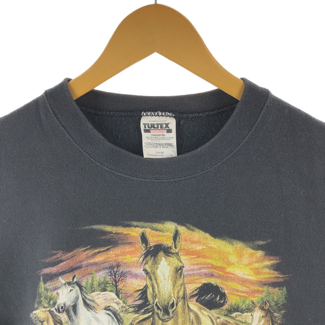 90'S TULTEX Horse Print Animal Sweatshirt, Men's L Size Vintage /eaa492643