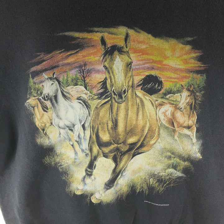 90'S TULTEX Horse Print Animal Sweatshirt, Men's L Size Vintage /eaa492643