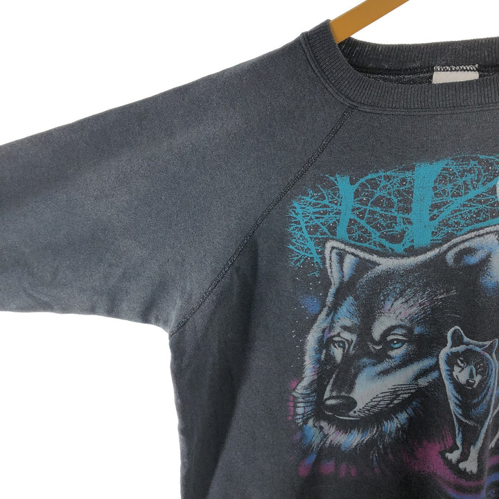 90'S Hanes SPORT Wolf Pattern Animal Sweatshirt Trainer Made in USA Men's XL Vintage /eaa492646