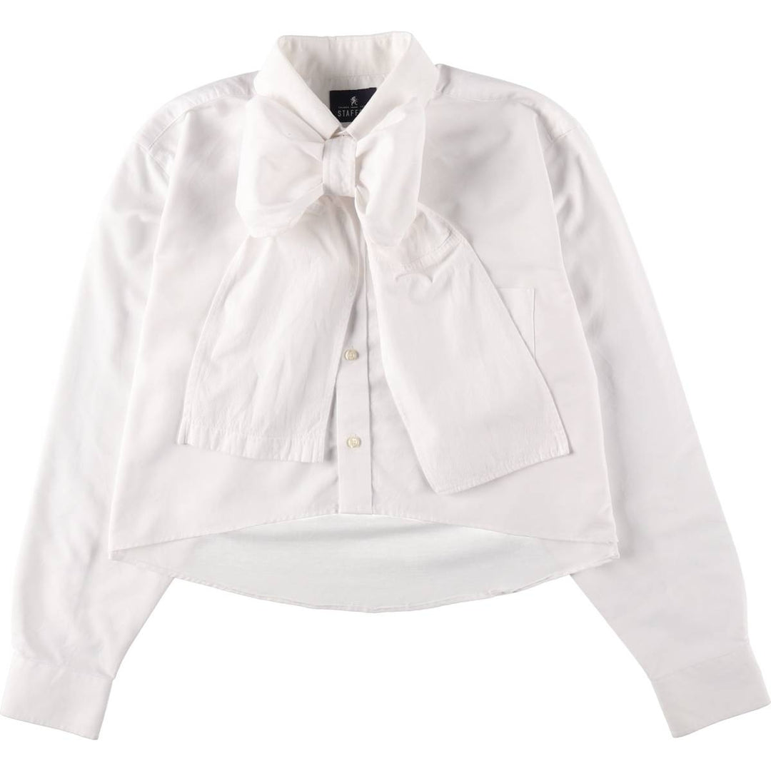 Elulu Original Remake Big Ribbon Shirt, Long Sleeve Button-Down Shirt, Women's Size M cotton white type Vintage Second Hand