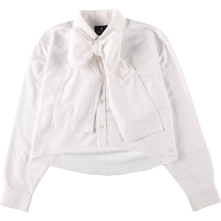 Elulu Original Remake Big Ribbon Shirt, Long Sleeve Button-Down Shirt, Women's Size M cotton white type Vintage Second Hand