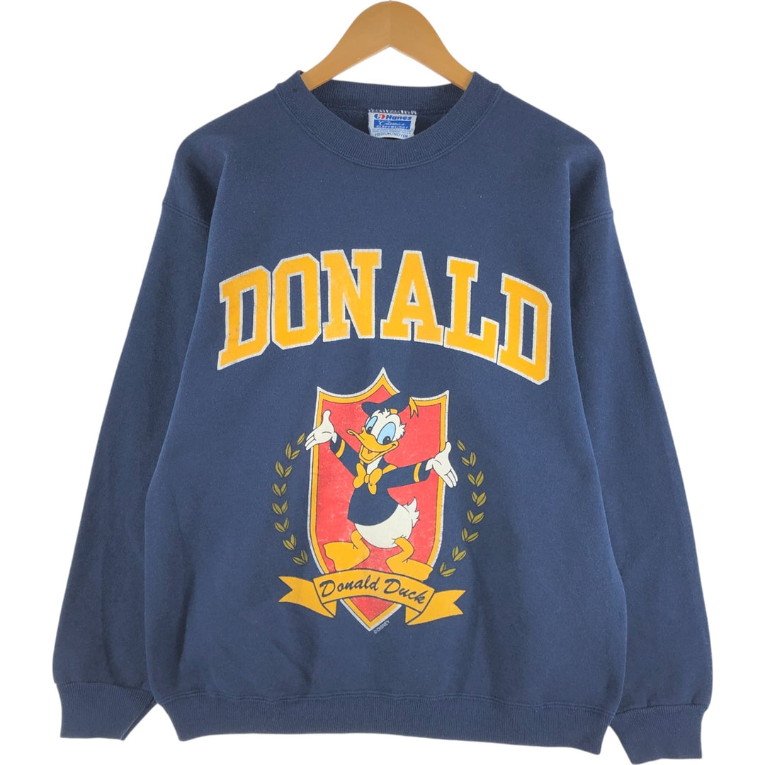 90'S Hanes DONALD Donald Duck character sweatshirt, made in USA, men's M size, vintage /eaa492753