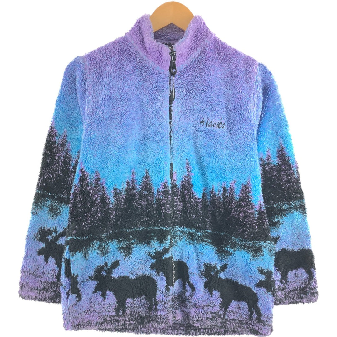 90'S BLACK MOUNTAIN Reindeer Pattern Fleece Jacket Made in USA Men's XS Vintage /eaa492801