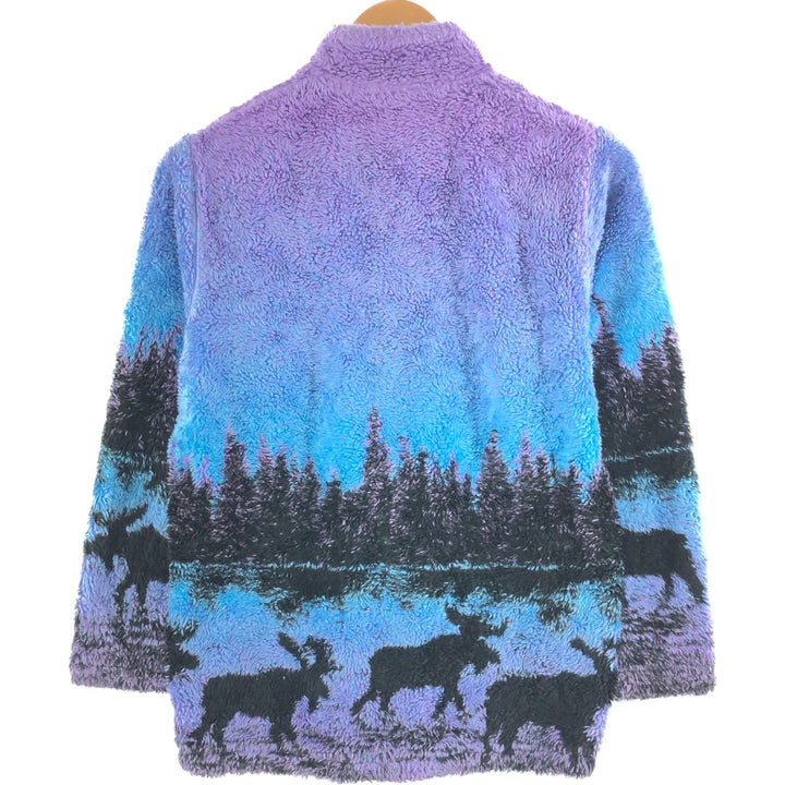 90'S BLACK MOUNTAIN Reindeer Pattern Fleece Jacket Made in USA Men's XS Vintage /eaa492801