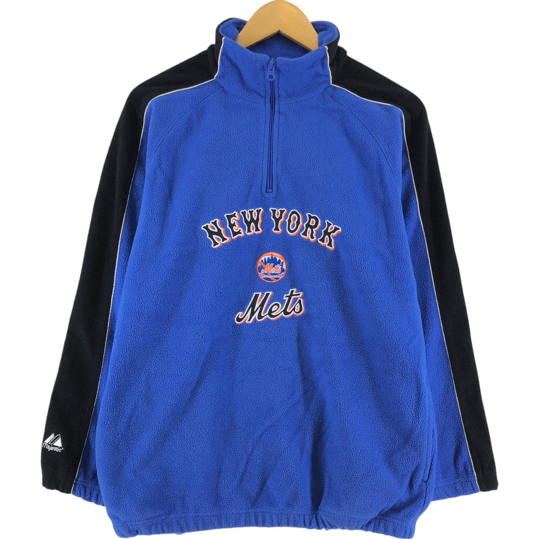 Majestic New York Mets Half Zip Fleece Sweatshirt Trainer Women's L size / eaa492806