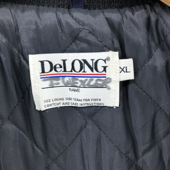 90'S DeLONG College Padded Leather Wool Buttoned Varsity Jacket for Men, Size XL /eaa492862