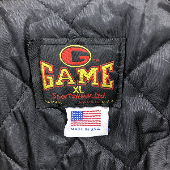 90'S GAME SPORTSWEAR Padded Leather Sleeve Wool Button Varsity Jacket Made in USA Men's XL Vintage /eaa492863