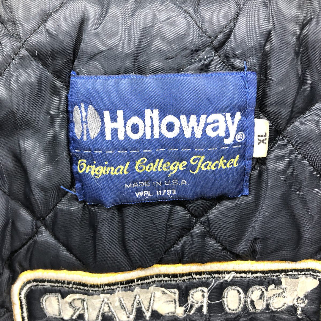 80s-90'S Holloway Padded Leather Sleeve Wool Button Varsity Jacket Made in USA Men's XL /eaa492864