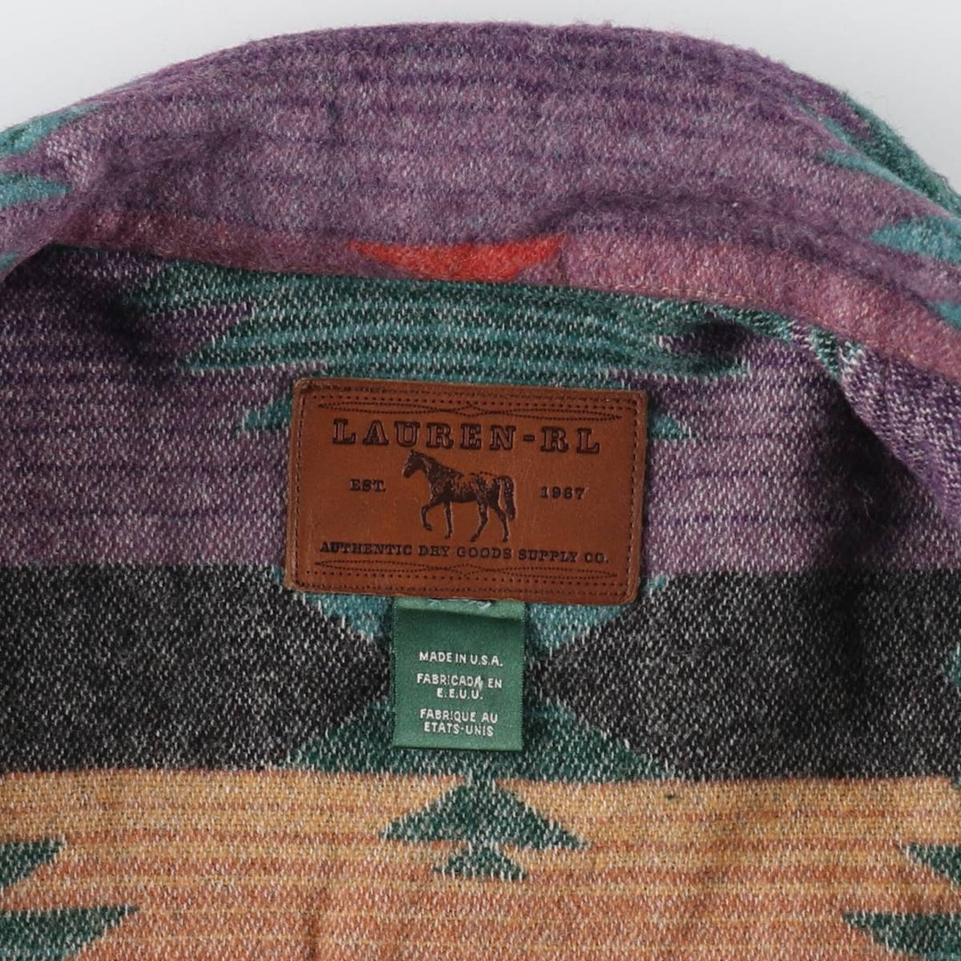 Ralph Lauren LAUREN Native Pattern Wool Shirt Jacket Made in USA Women's L /eaa492931