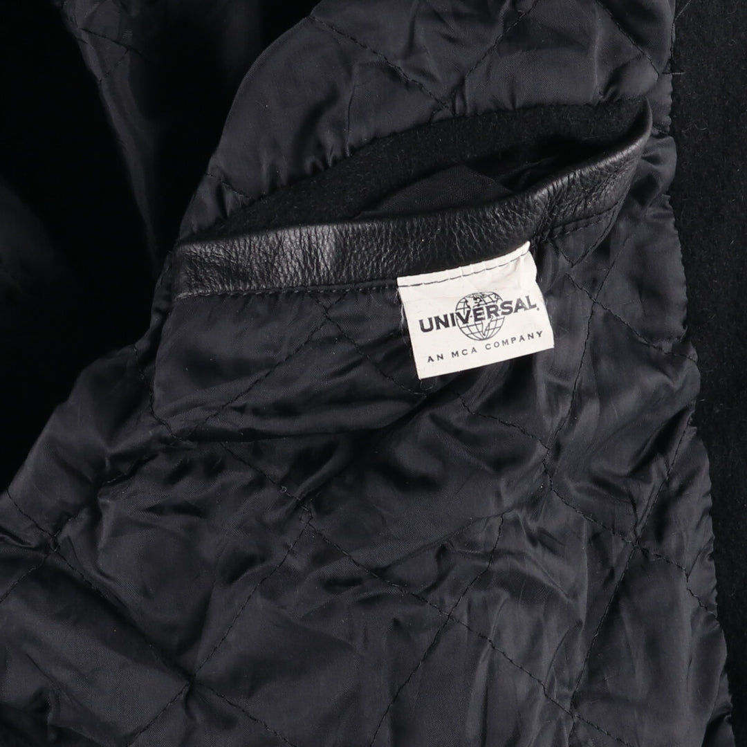 90'S UNIVERSAL Leather Sleeve Wool Button Varsity Jacket Made in USA Men's L Size Vintage /eaa492985