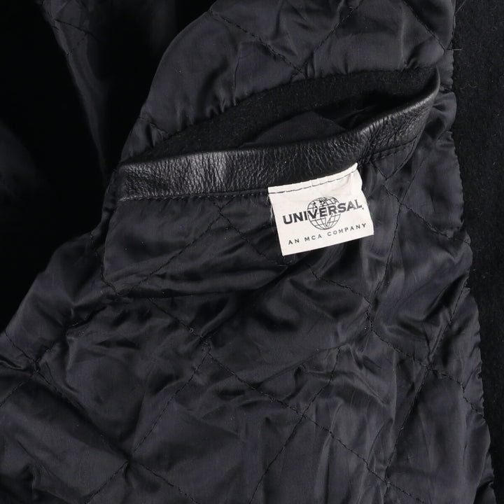 90'S UNIVERSAL Leather Sleeve Wool Button Varsity Jacket Made in USA Men's L Size Vintage /eaa492985