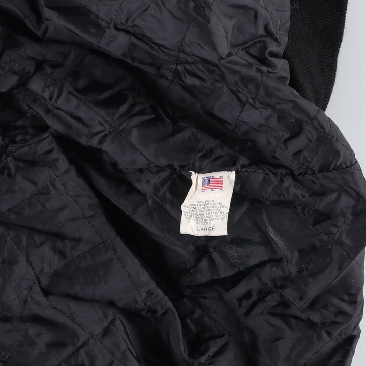 90'S UNIVERSAL Leather Sleeve Wool Button Varsity Jacket Made in USA Men's L Size Vintage /eaa492985