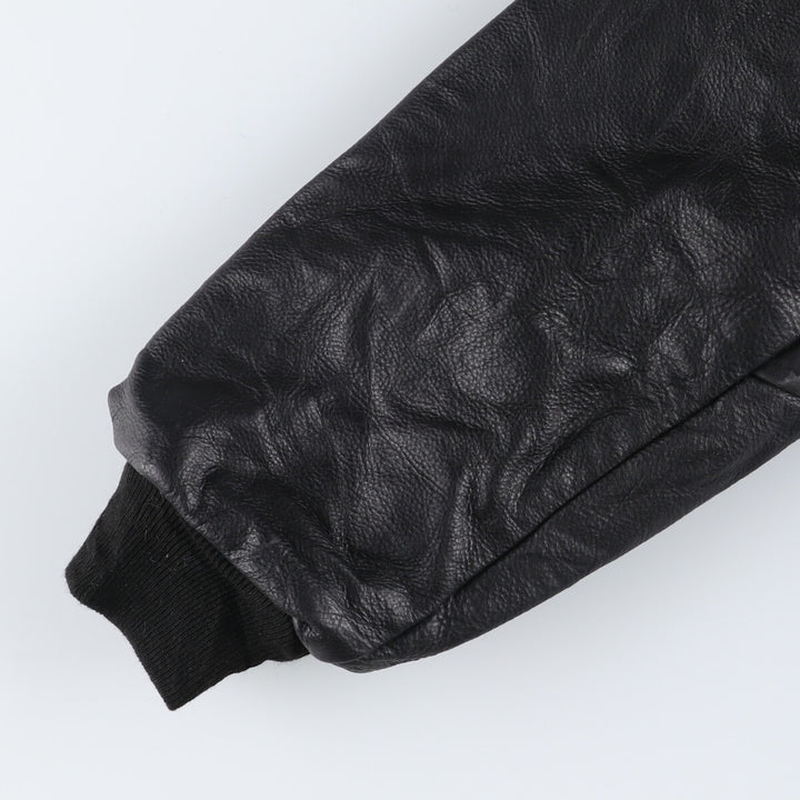 90'S UNIVERSAL Leather Sleeve Wool Button Varsity Jacket Made in USA Men's L Size Vintage /eaa492985