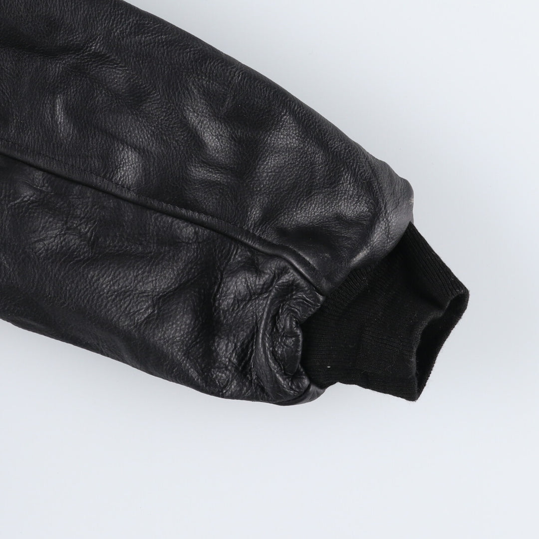 90'S UNIVERSAL Leather Sleeve Wool Button Varsity Jacket Made in USA Men's L Size Vintage /eaa492985