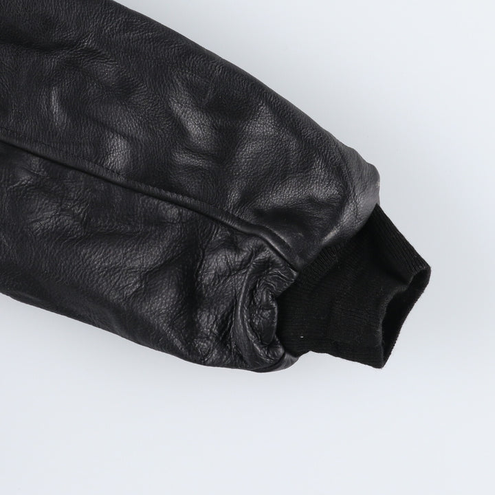 90'S UNIVERSAL Leather Sleeve Wool Button Varsity Jacket Made in USA Men's L Size Vintage /eaa492985