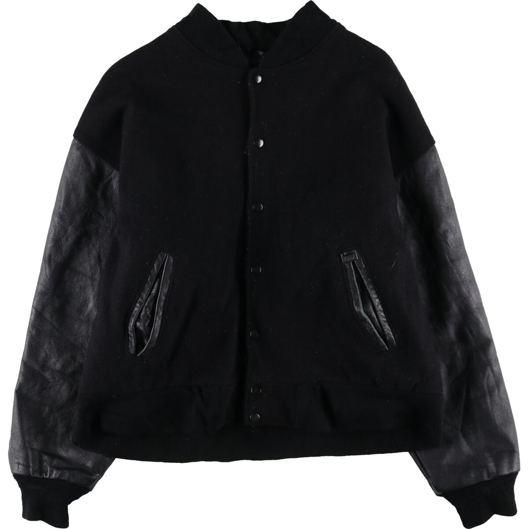 90'S REED SPORTSWEAR Leather Sleeve Wool Button Varsity Jacket Made in USA Men's M Size Vintage /eaa492988