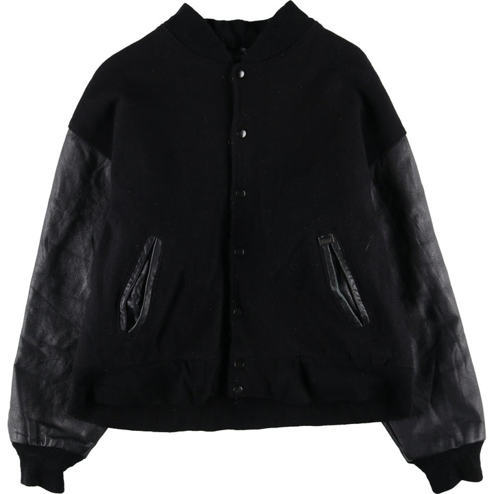 90'S REED SPORTSWEAR Leather Sleeve Wool Button Varsity Jacket Made in USA Men's M Size Vintage /eaa492988