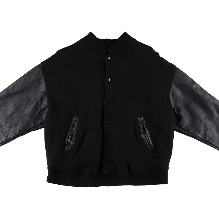 90'S REED SPORTSWEAR Leather Sleeve Wool Button Varsity Jacket Made in USA Men's M Size Vintage /eaa492988