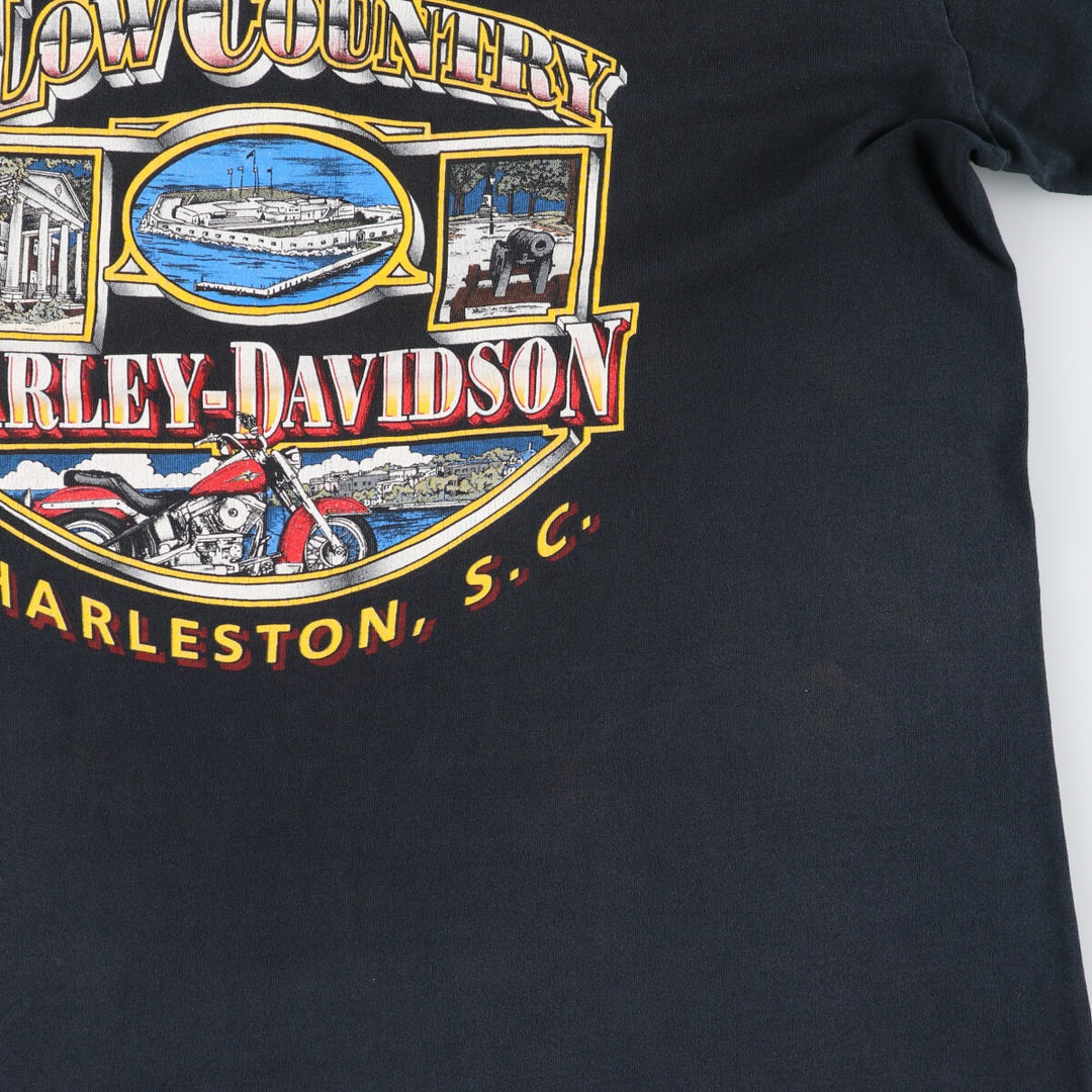 90'S Harley-Davidson Henley Neck Motorcycle Bike T-Shirt Men's L size / eaa493035