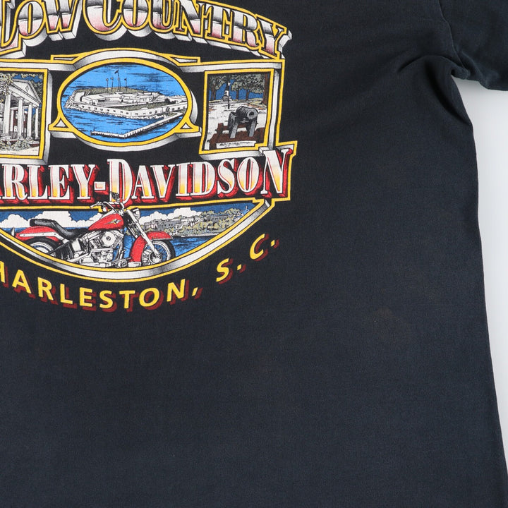 90'S Harley-Davidson Henley Neck Motorcycle Bike T-Shirt Men's L size / eaa493035