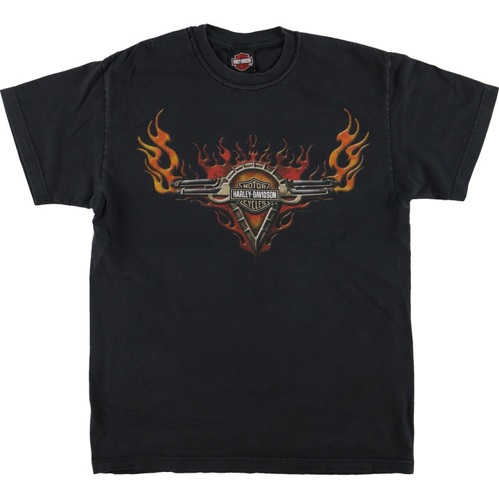 00'S Harley-Davidson Fire Pattern Motorcycle Bike T-Shirt Men's S / eaa493036