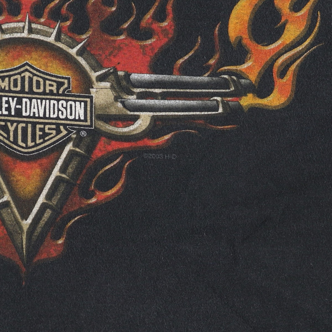 00'S Harley-Davidson Fire Pattern Motorcycle Bike T-Shirt Men's S / eaa493036