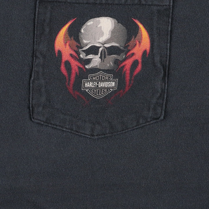 00'S Harley-Davidson Skull Pattern Motorcycle Bike T-shirt Made in USA Men's XL /eaa493037