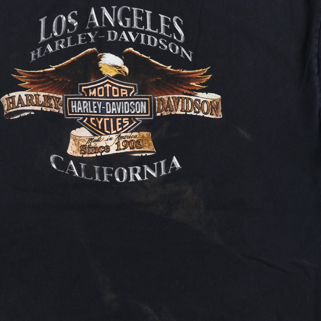 Harley Davidson Eagle Pattern Henley Neck Motorcycle Bike T-Shirt Made in USA Men's XL /eaa493039