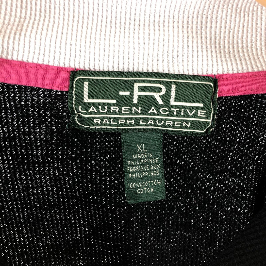 00'S Ralph Lauren L-RL LAUREN ACTIVE Half Zip Thermal Long Sleeve T-Shirt Waffle Women's XL /eaa493388