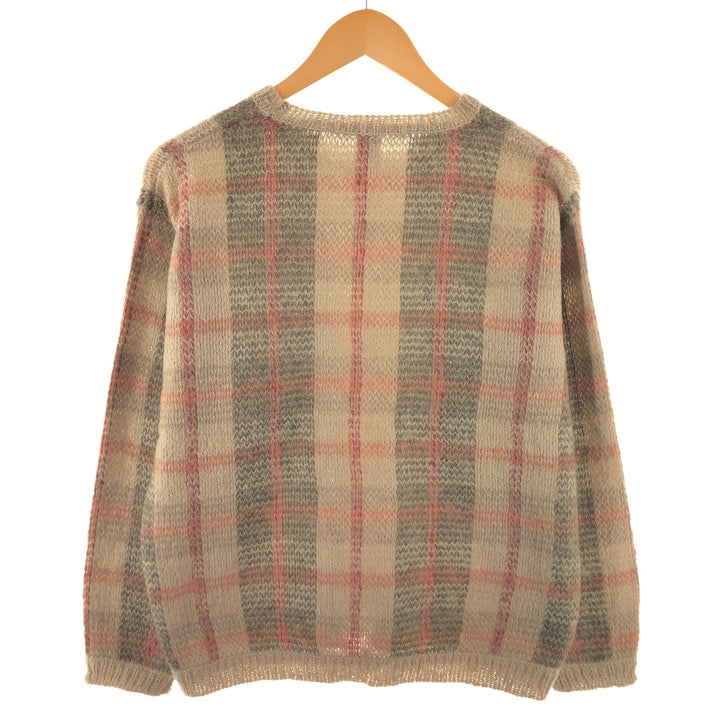 LISE J. Check Pattern Acrylic x Mohair Knit Sweater Women's M size /eaa493398