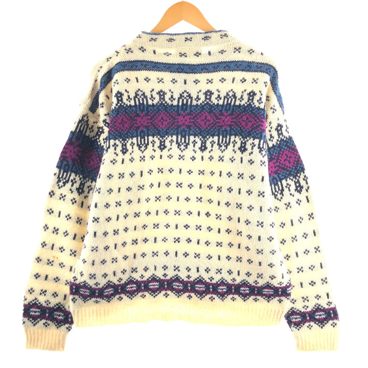 80'S LLBean all-over print half button wool Tyrolean sweater made in USA, women's XL size, vintage /eaa493399