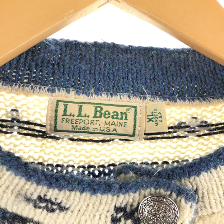 80'S LLBean all-over print half button wool Tyrolean sweater made in USA, women's XL size, vintage /eaa493399