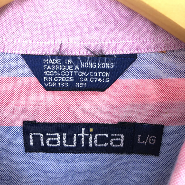 90'S NAUTICA Multi-stripe Long Sleeve Button-down Striped Shirt Men's Size L Vintage /eaa493409