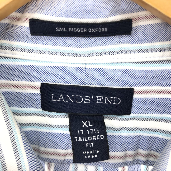 LANDS' END Multi-stripe long sleeve button-down striped shirt Men's XL equivalent / eaa493449