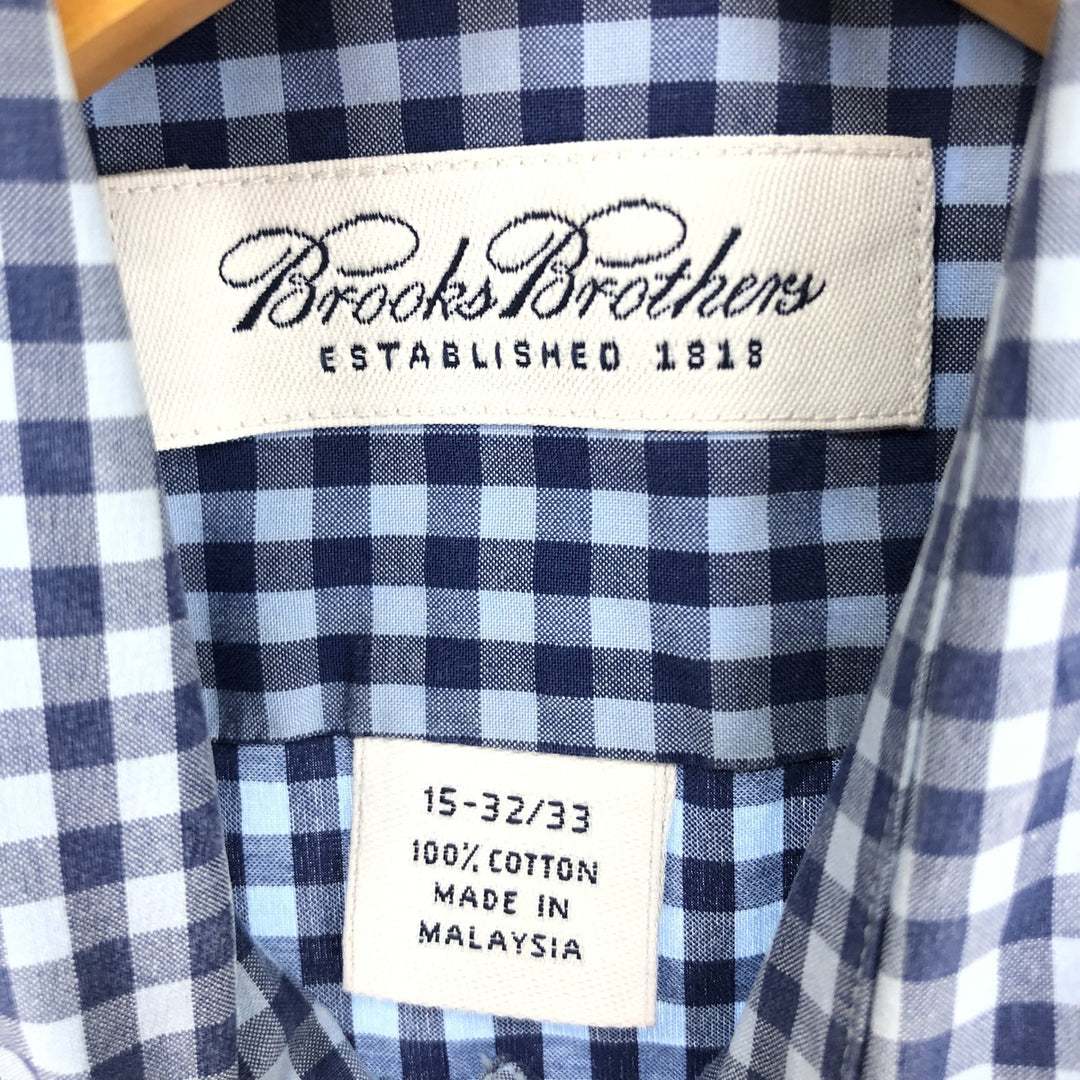 Brooks Brothers Gingham Check Long Sleeve Cotton Check Shirt Men's M Size / eaa493454