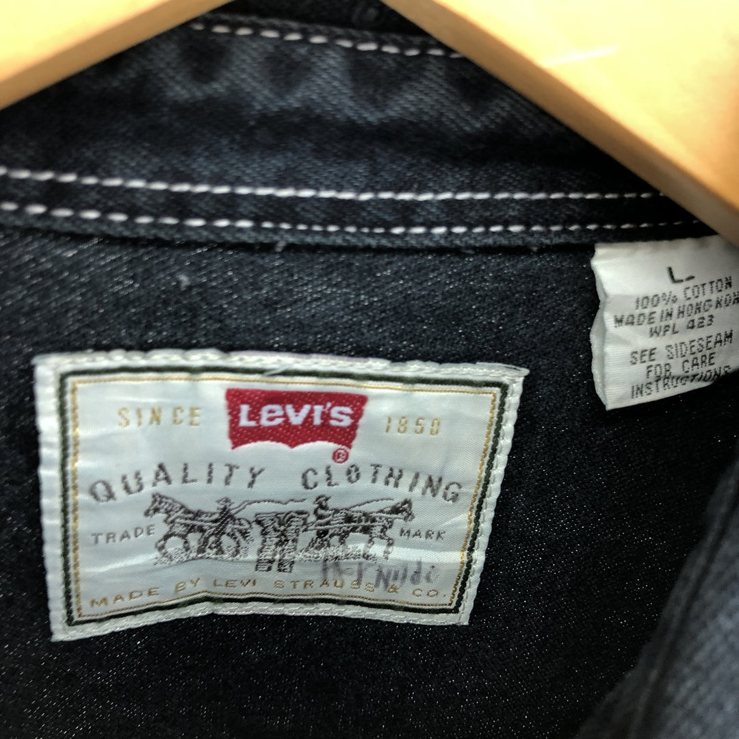 90'S Levi's Long Sleeve Black Denim Shirt Men's Size L / eaa493508