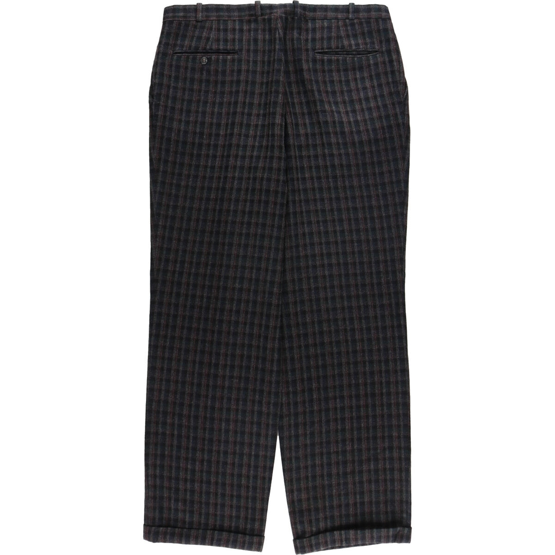 Tuscolana Check Pattern Two-pleat Wool Pants Slacks Made in Canada Men's W37 / eaa493626