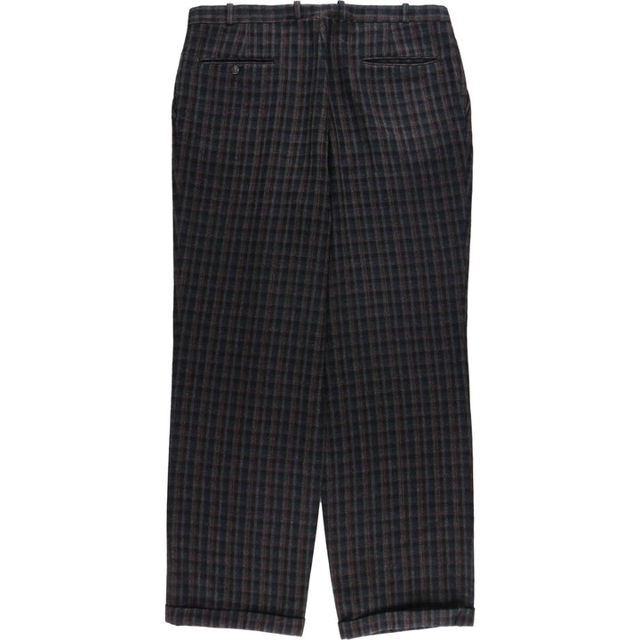 Tuscolana Check Pattern Two-pleat Wool Pants Slacks Made in Canada Men's W37 / eaa493626