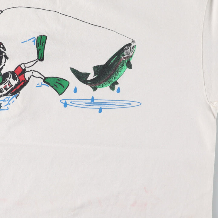 90'S Hanes Back Print Fish Pattern Animal T-Shirt Men's M Size Vintage /eaa493704