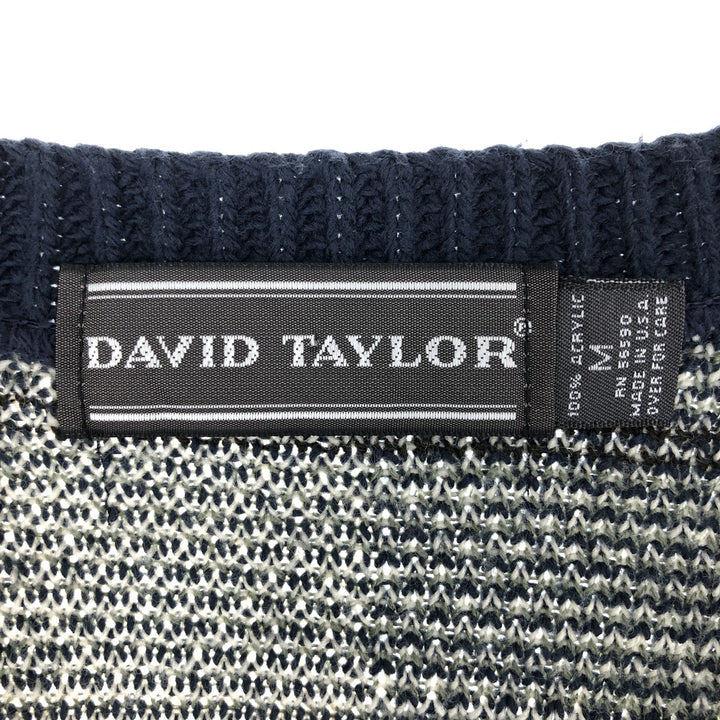 DAVID TAYLOR Check Pattern Acrylic Knit Cardigan Made in USA Men's M size /eaa493725