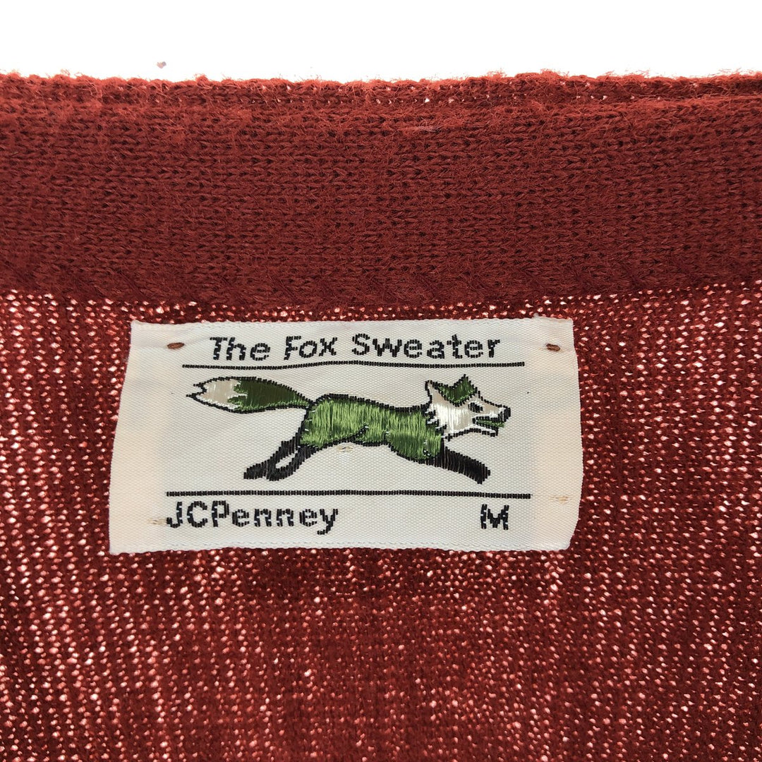 70'S JCPenney THE FOX Sweater Acrylic Knit Cardigan Men's M Size Vintage /eaa493751