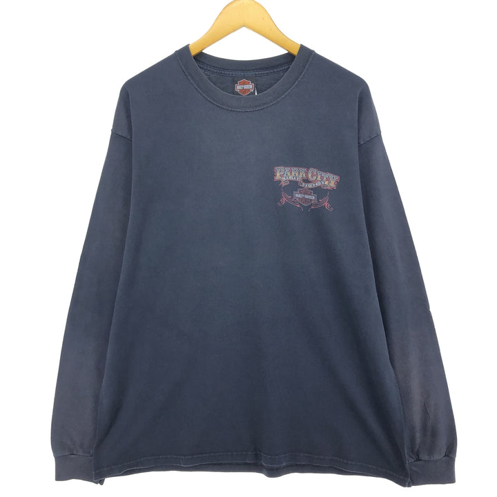 00'S Harley-Davidson Back Print Long Sleeve T-Shirt Made in USA Men's XL cotton black type Vintage Second Hand