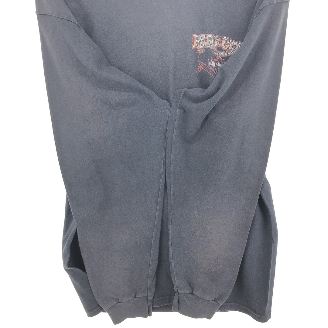 00'S Harley-Davidson Back Print Long Sleeve T-Shirt Made in USA Men's XL cotton black type Vintage Second Hand