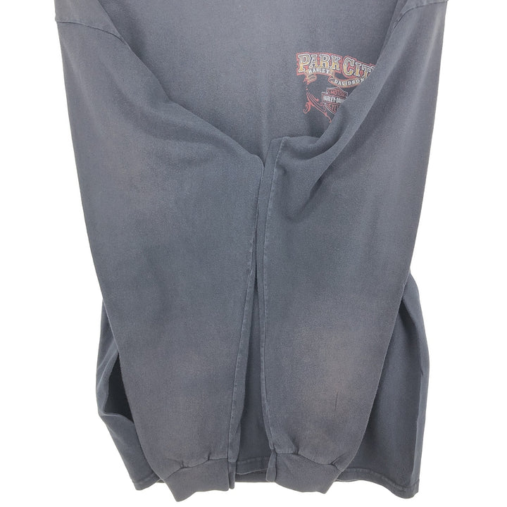 00'S Harley-Davidson Back Print Long Sleeve T-Shirt Made in USA Men's XL cotton black type Vintage Second Hand