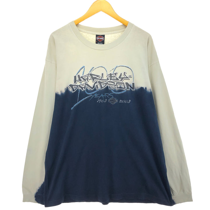 Harley-Davidson Tie-dye Pattern Long T-shirt Made in USA Men's XL cotton Beige type Vintage Second Hand