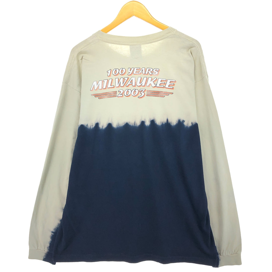 Harley-Davidson Tie-dye Pattern Long T-shirt Made in USA Men's XL cotton Beige type Vintage Second Hand